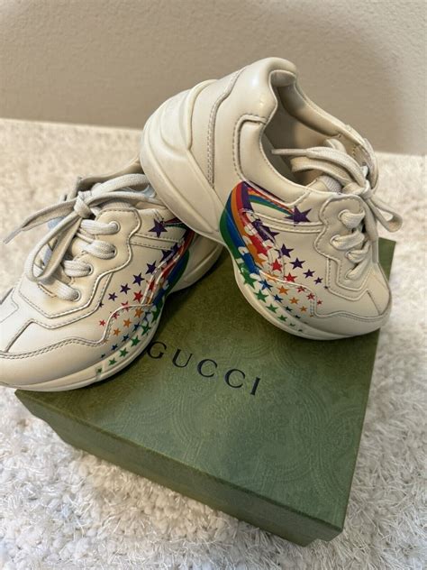 gucci rainbow shoes kids|Gucci rhyton sneakers outfit.